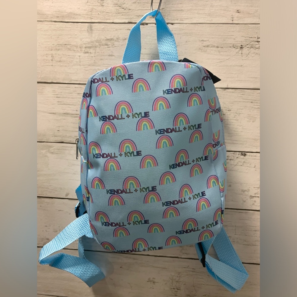KENDALL + KYLIE Light Blue  Rainbow NYLON MINI BACKPACK PURSE Bag NEW WITH TAGS